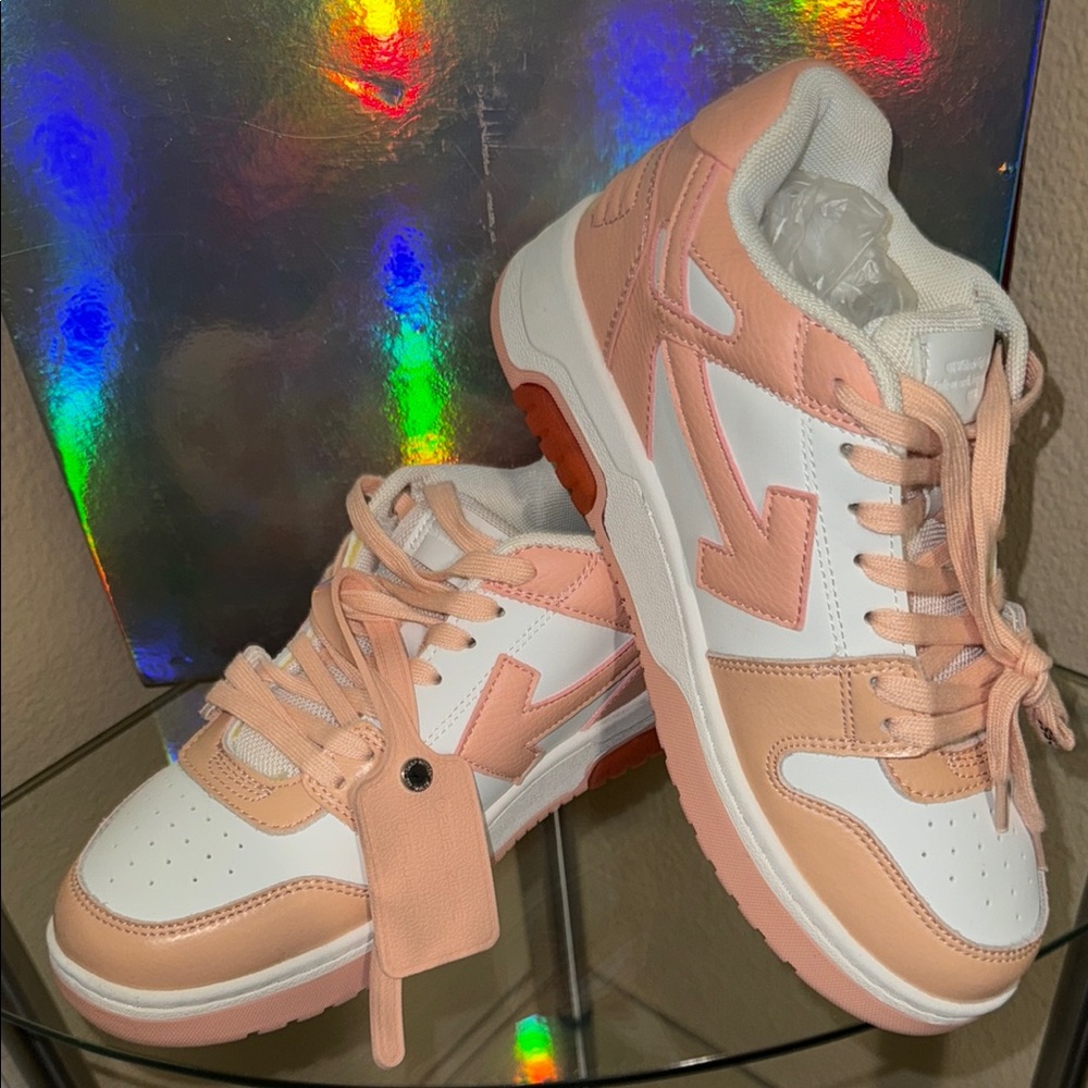 White and Pink Sneakers